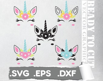 Unicorn svg unicorn eyelashes unicorn birthday svg Magical unicorn svg unicorn face svg Cricut, Silhouette Cut File SVG DXF EPS