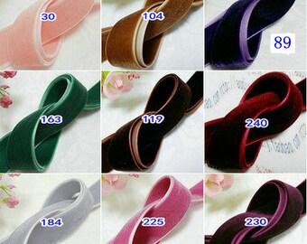 10 Yards Velvet Ribbon You Choose Color (3/4 inch) S3402