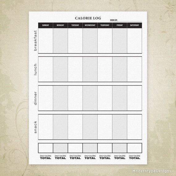 calorie log printable form fitness tracker daily calorie