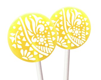 Party Gifts, Bridal Shower, Baby Shower, Birthday Candy - Lemon Lime - 8 Lollipops with Ribbon