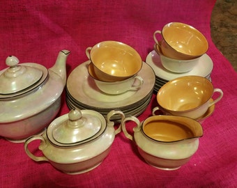 Vintage Czech Deco Lusterware Tea Set