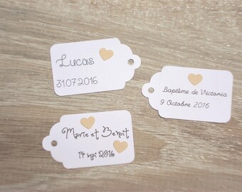 10 tags heart - wedding, baptism, birthday-customize