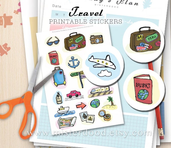 Download TRAVEL Printable Sticker Daily Lifestyle Cute Airplane