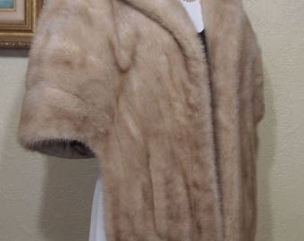 sale 25.00 off...Near New Condition Lush BLONDE MINK STOLE Tourmaline Beige Long Fur Cape Wrap Coat JacketC a+b