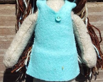 Sad eyed Skye doll. 11 inch handmade felt doll.