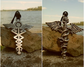 Hermes Caduceus Necklace keychain,Greek symbol of medicine necklace keychain,Hermes Olympian god in Greek charm,Greek mythology keychain