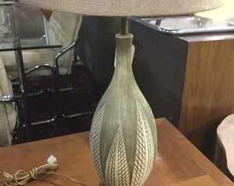 Mid Century Ceramic Lamp on a brass base with New Shade