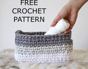 free crochet tutorial, Crochet Basket Pattern, Storage Baskets, Crochet Pattern, Home Decor, Basket, Gift, T-shirt Yarn, Pattern