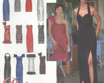 90s Womens Design Your Own Evening Gown Neckline and Trim Variations Simplicity Sewing Pattern 8970 Size 10 12 14 Bust 32 1/2 to 36 FF