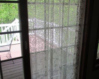Vintage Long White Lace Curtain Panel