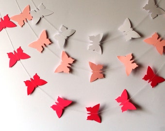 Pink Butterfly GARLAND - Ombre garland - Pink ombre birthday - Pink wedding garland - Pink garland - Ombre butterfly Birthday decoration