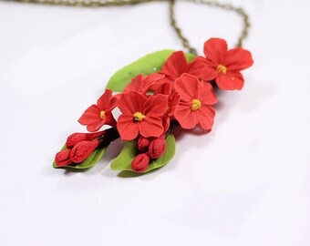 flower girl gift red flower necklace rustic wedding jewelry red gifts for girl red wedding necklace red flower girl necklace lilac FJ46r