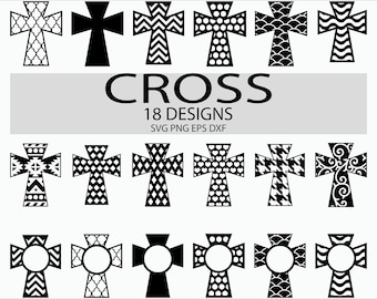 CROSS SVG Christian Monograms/ Patterned Chevron Clip art/ Easter Svg files Christmas Ornament Svg Cut Files Cricut/ Silhouette Dxf Png Eps