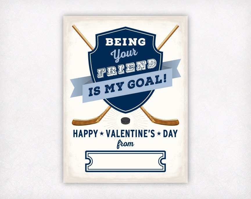 printable valentine cards kids valentines vintage hockey