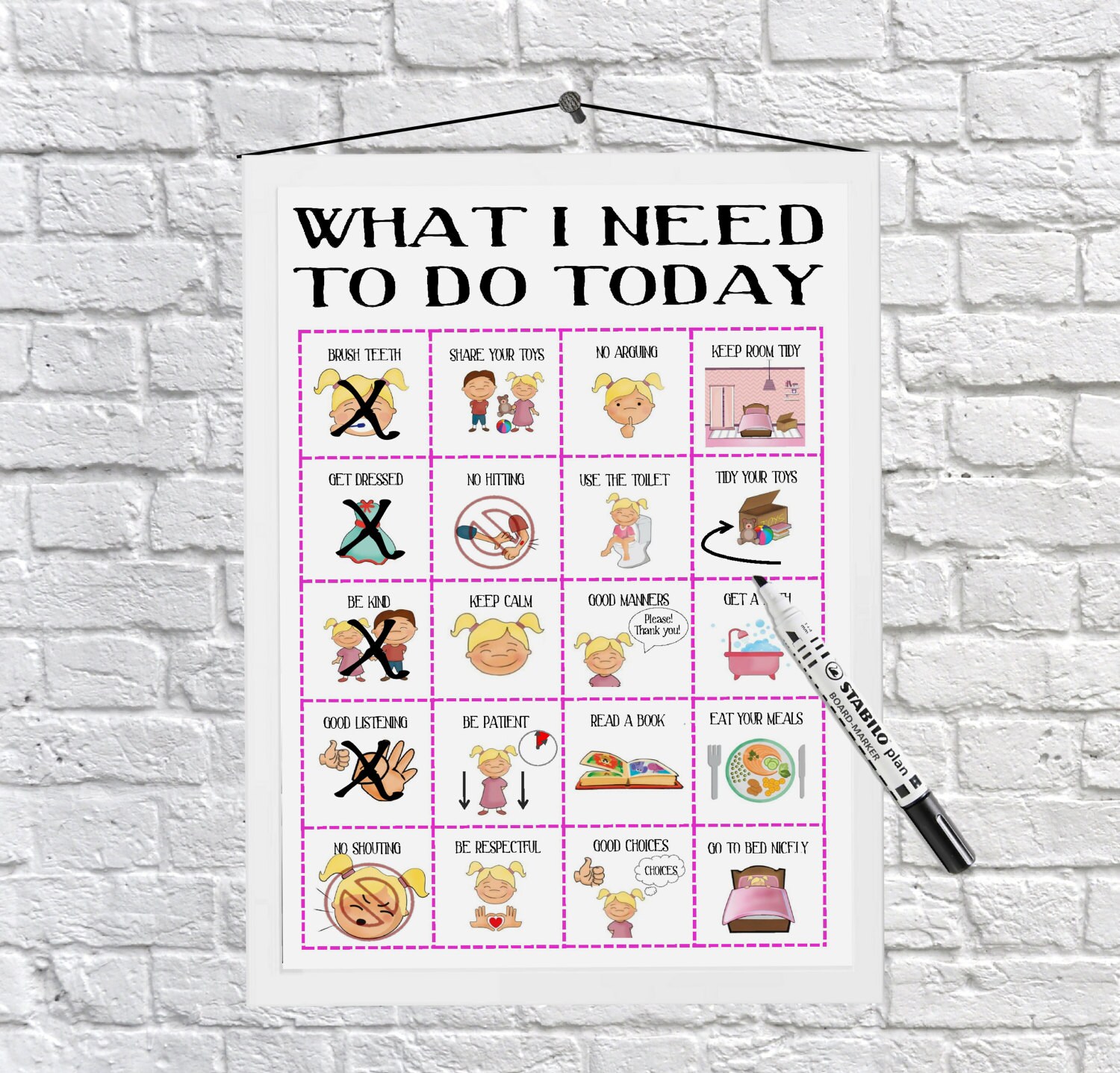 girls daily routines download printable kids planner adhd behavior charts for school