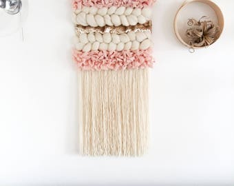 Weaving wall hanging, textile tapestry, boho wall decor, fiber art