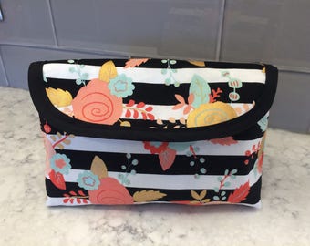 Makeup Bag with Brush Holder. Makeup Bag. Cosmetic Bag. Makeup Organizer. Travel Bag.