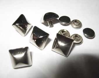 10 sets of 10 x 5 mm silver rivets