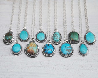 Turquoise Necklace - Turquoise Jewelry - Sterling Silver Turquoise Necklace