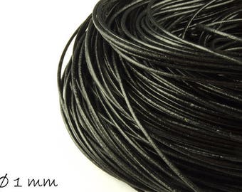 5 m leather Strap black, Ø 1 mm