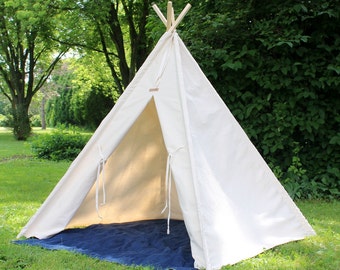 Natural Canvas Kids Teepee, Two Sizes Can Include Window, Tee Pee, Childrens Teepee, Play Tent, Kids Tent, Tee Pee, Ships Fully Assembled