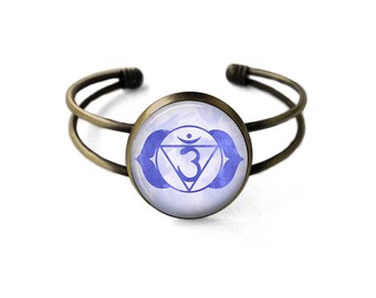 Third Eye Chakra Cuff Bracelet | Chakra Jewelry Chakra Bracelet Boho Bangle Yoga Bracelet Meditation Bracelet Ajna Chakra Indigo Blue Chakra