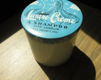Vintage Lustre Creme Shampoo w/ Lanolin Kay Daumit Inc Milk Glass Jar Empty