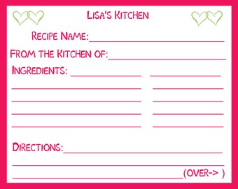 50 Personalized Recipe Cards - Raspberry