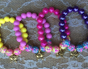 Set of 6 butterfly bracelets.. Butterfly party.. Butterfly party favor.. Butterfly party favor bracelets.. Garden party favor
