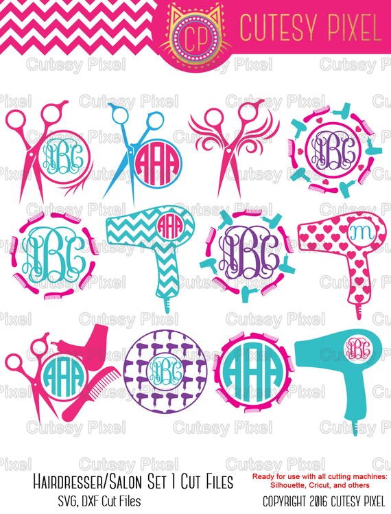 Download 12 Hairdresser svg Salon svg Monogram Frames Svg cutting