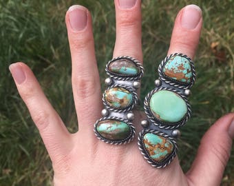 Funky Royston Turquoise Statement Rings! #1 sz 6.5, #2 sz 7.