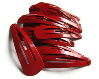 20 47mm Red Barrettes Hair Decor Barrette Blanks Iron Clips Snap Barrettes Smileyboy