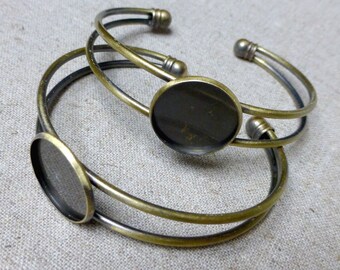 free shipping in UK - 2 pcs Brass Antique Bronze Bracelet Component with 18mm Base