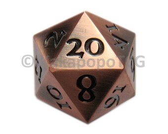 Metall Standard D20 Würfel Kupfer-Bronze-Finish Extra große Extra schwere DND Dungeons & Dragons