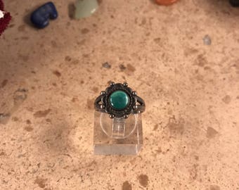 Vintage Navajo Turquoise & Sterling Silver Ring Size 7