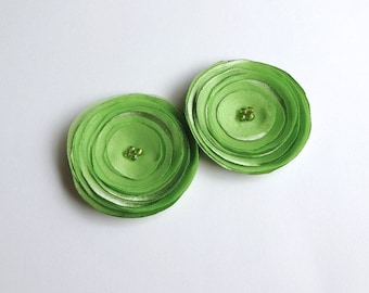 Apple Green Poppies Shoe Clips, Hair Pins, Girl Hair Clips, Baby Snap Clips