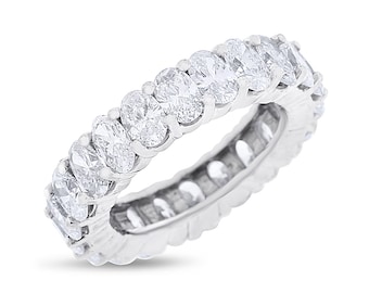 4.89 CT Natural Oval Diamond Eternity Band in Solid 14k White Gold