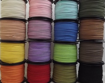 Suede Cord, Faux Suede Cord, Soft Flat cord, 3mm wide , Black or other colours, for bracelet, necklace and other craft - choice of metres.