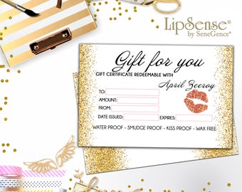Printable Gift Certificate LipSense SeneGence Gift Card