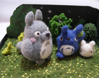 Totoro needlefelted diorama