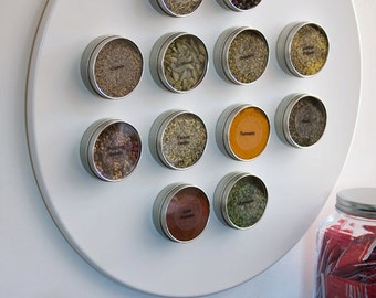 Magnetic Spice Tins – Set of 8 Spice Tins with Labels Makes Great Gift for Cook