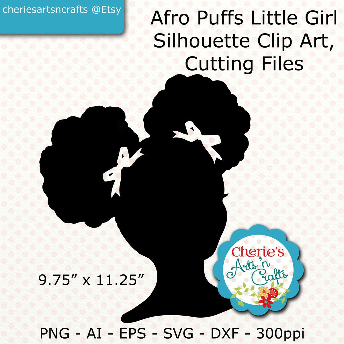 Afro Puffs Little Girl Silhouette Little Girl Clip Art for Cricut.