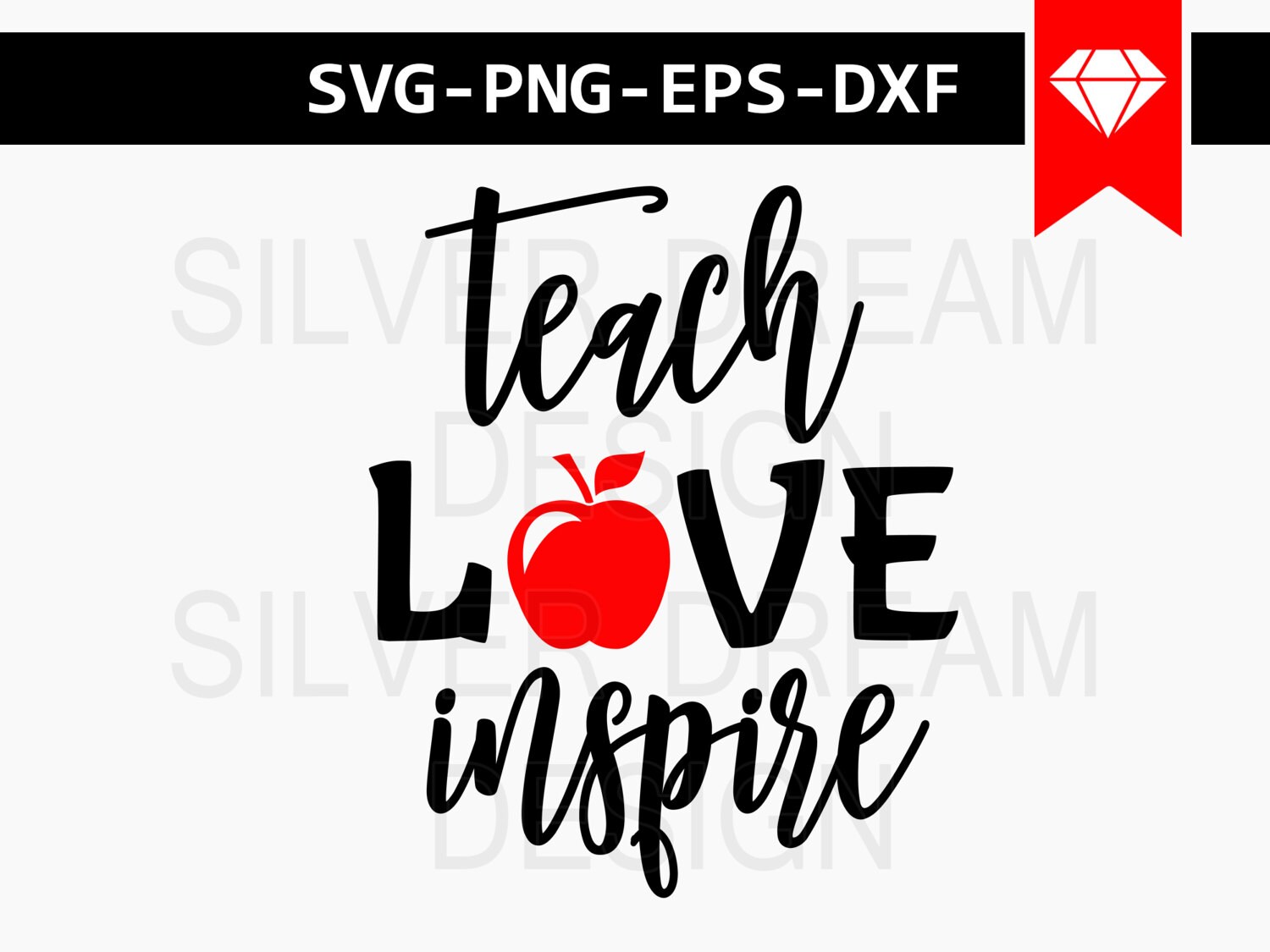 Download teach love inspire svg file teacher svg teacher apple svg