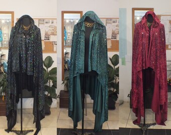 Cloak Hooded Velvet Sequins