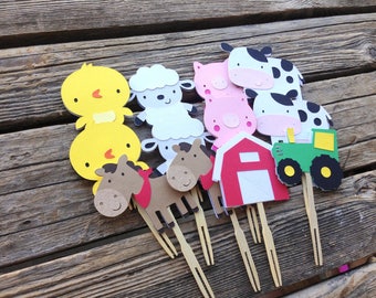Farm Party Cupcake Toppers - Barn Animals, Barnyard Bash, Tractor Party, Birthday Party, Farm Party, First Birthday