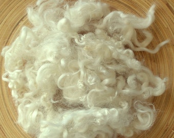 White Curly Wool Locks - Lamb Fleece - Dolls Hair - 28g - 1oz- Felting Supplies - Clean Ready to Dye