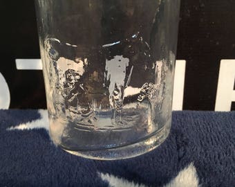 Steam Punk Lait Milk Bottle Rare Glass Milk Italy Man Milking Cow With Calf Watching