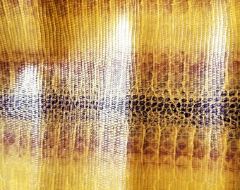 Leather 9" X 13" Yellow, Copper Black Snakeskin with Subtle Gloss Cowhide