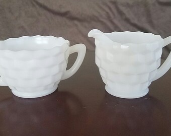 Milk Glass Sugar & Creamer Set