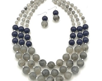 Multistrand Graduated Round Shape Beaded Necklace Set